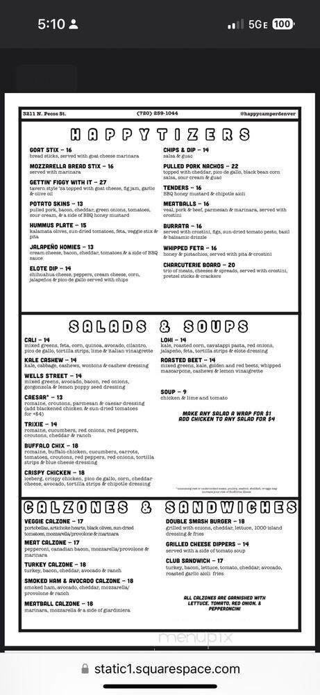 Happy Camper - Denver, CO menu_pic