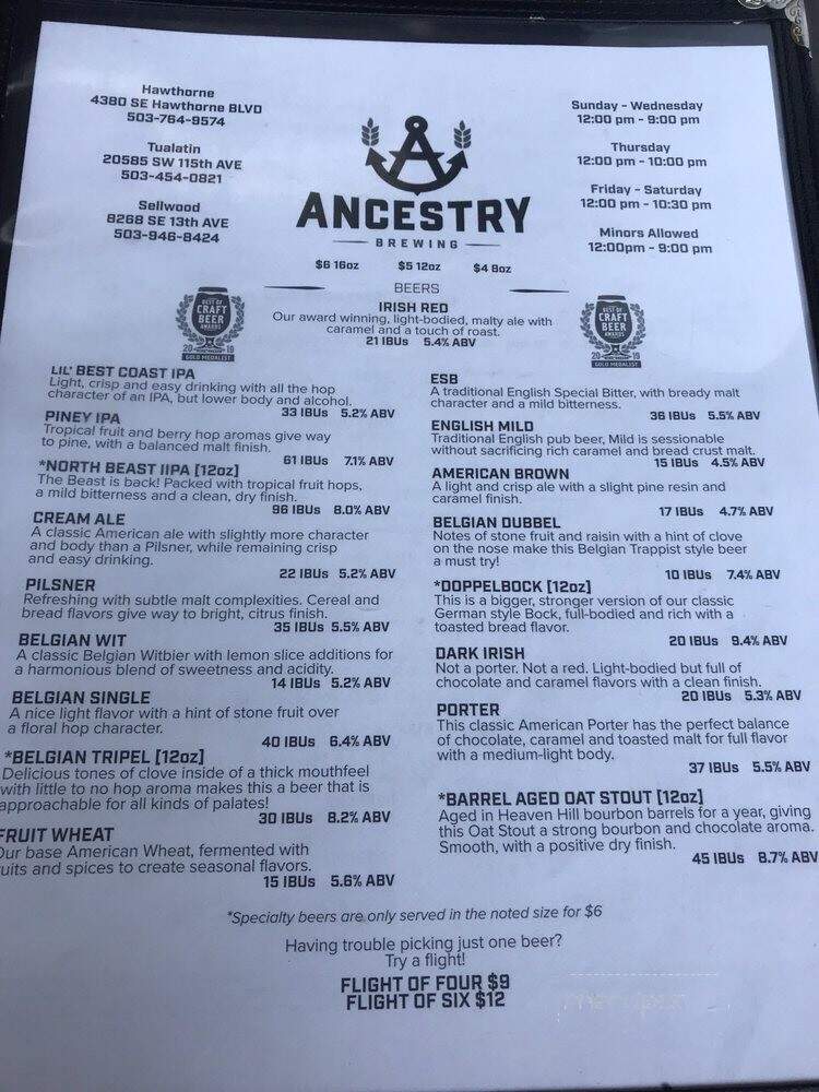 Ancestry Brewing - Portland, OR