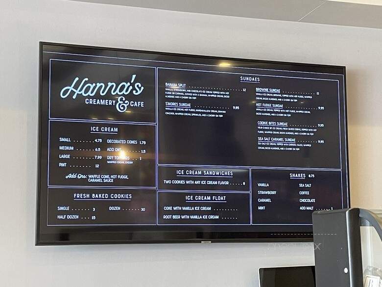 Hanna's Creamery & Cafe - San Diego, CA menu_pic