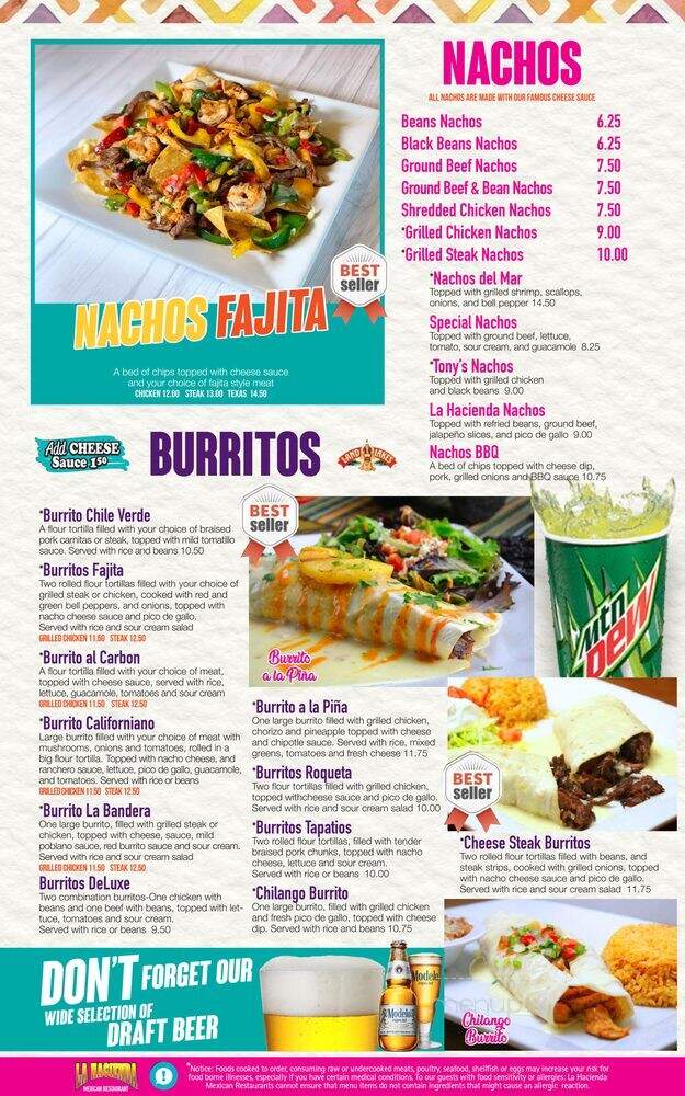 La Hacienda Mexican Restaurant - Charleston, SC menu_pic