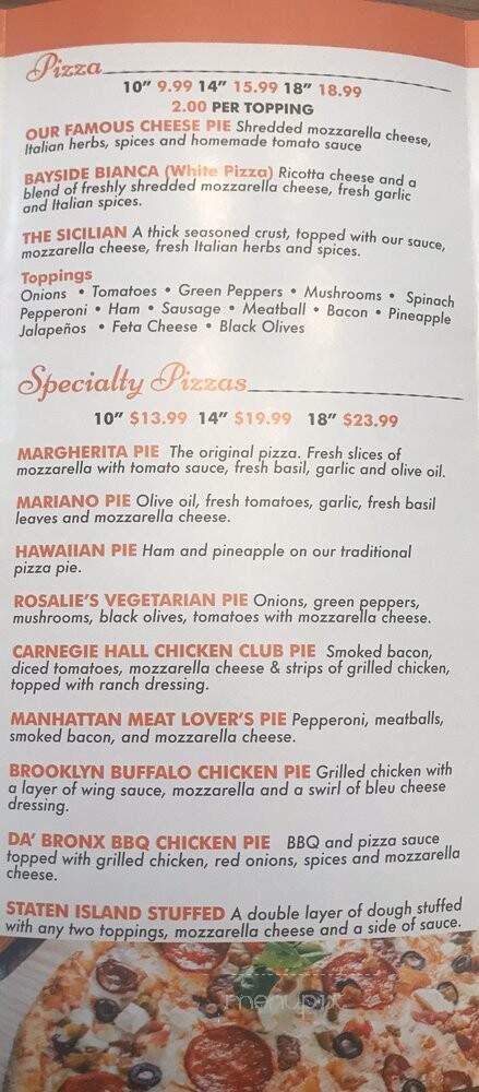 NYC PIZZA & SUBS - Rockville, MD menu_pic