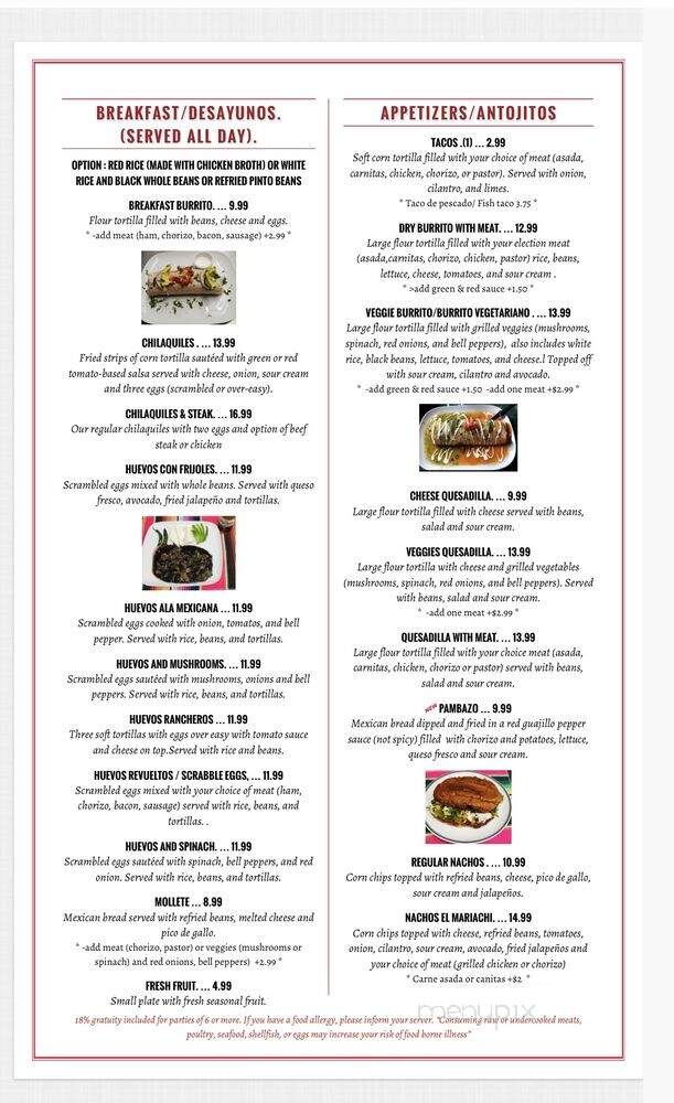 Casa Del Mariachi - Seattle, WA menu_pic