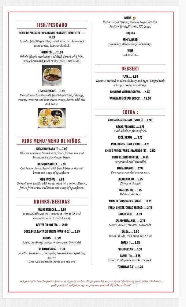 Casa Del Mariachi - Seattle, WA menu_pic