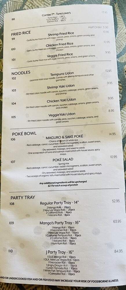 J Sushi - Warren, MI menu_pic