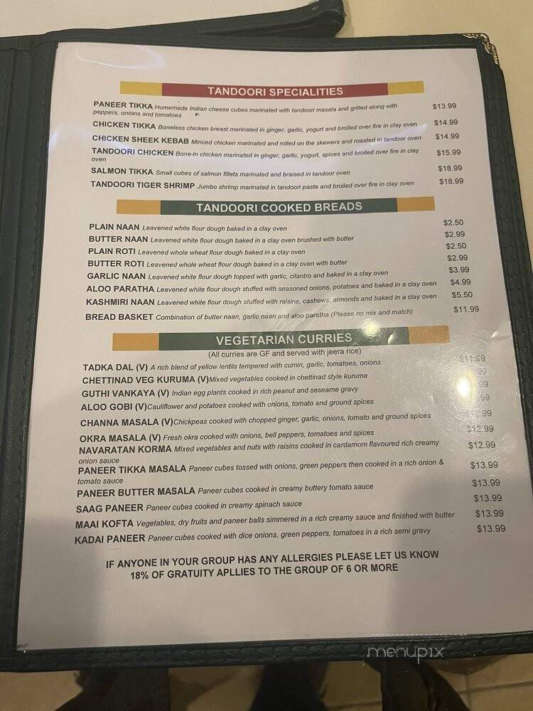 Kurinji Indian Cuisine - Maple Glen, PA menu_pic