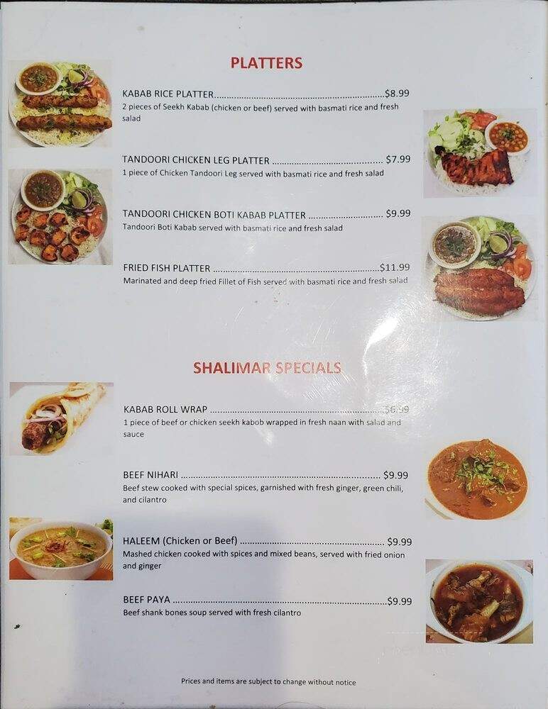 Shalimar Grill - Sacramento, CA menu_pic