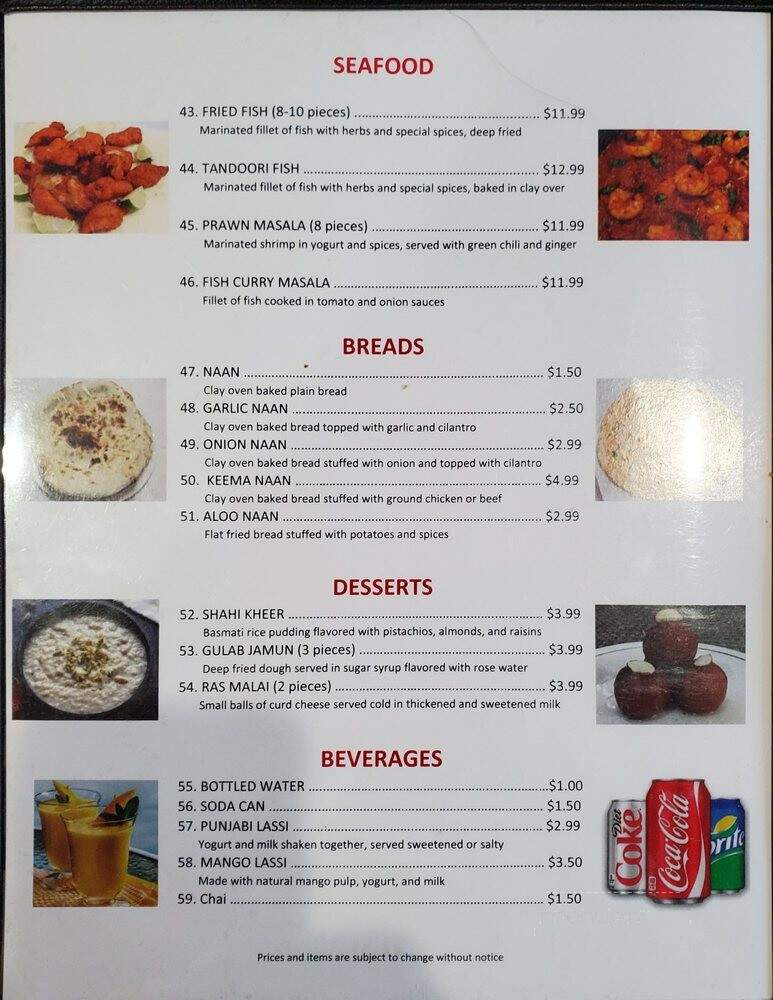 Shalimar Grill - Sacramento, CA menu_pic