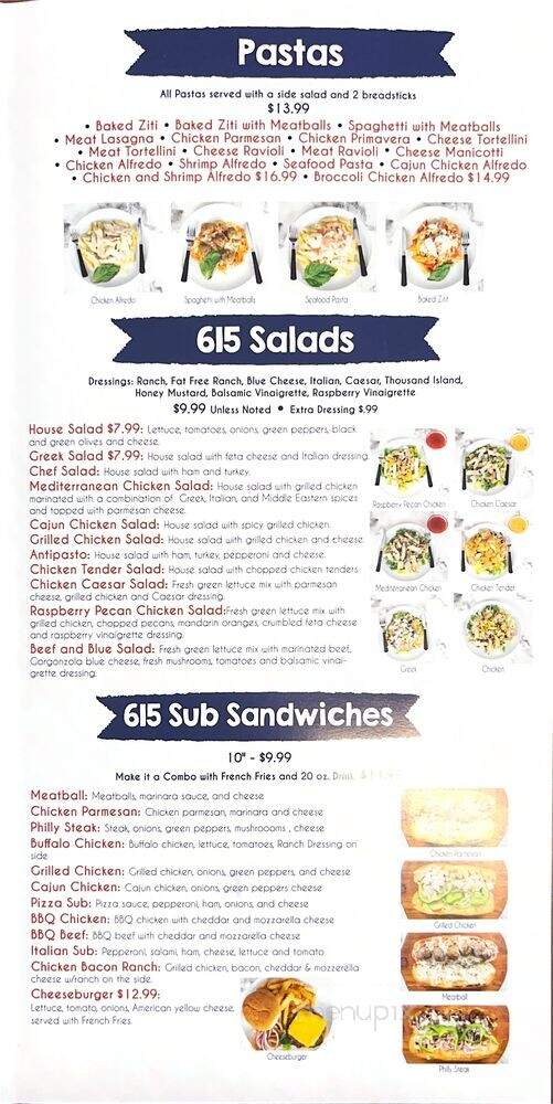 615 Pizza and Pasta - Nashville, TN menu_pic