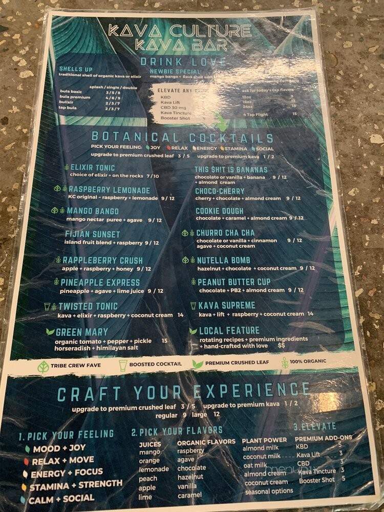 Kava Culture Kava Bar - Tampa, FL menu_pic