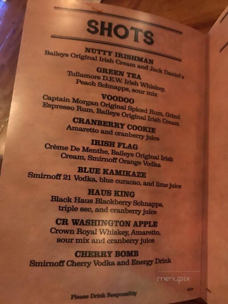 The Ole' Irish Pub - Myrtle Beach, SC menu_pic