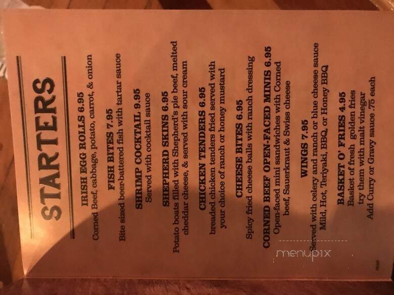 The Ole' Irish Pub - Myrtle Beach, SC menu_pic