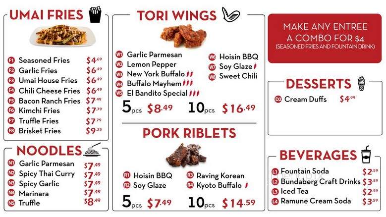 Umai Hot Dogs - Vancouver, BC menu_pic