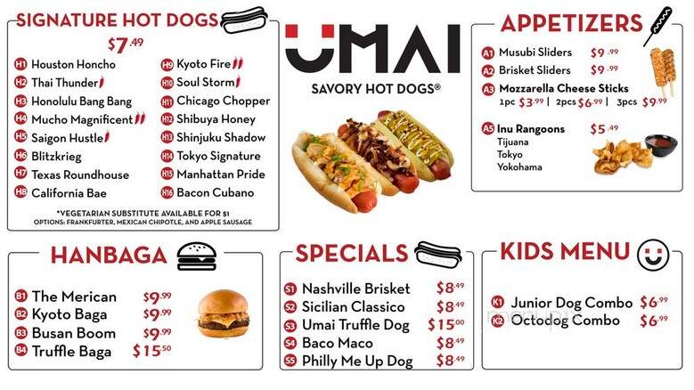 Umai Hot Dogs - Vancouver, BC menu_pic