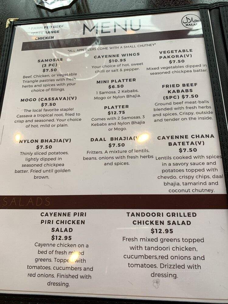 Cayenne Bistro & Grill - Burnaby, BC menu_pic