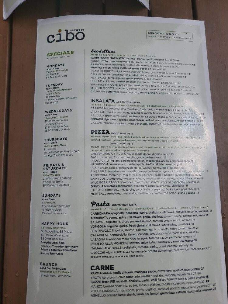 Cibo Centre Street - Calgary, AB menu_pic