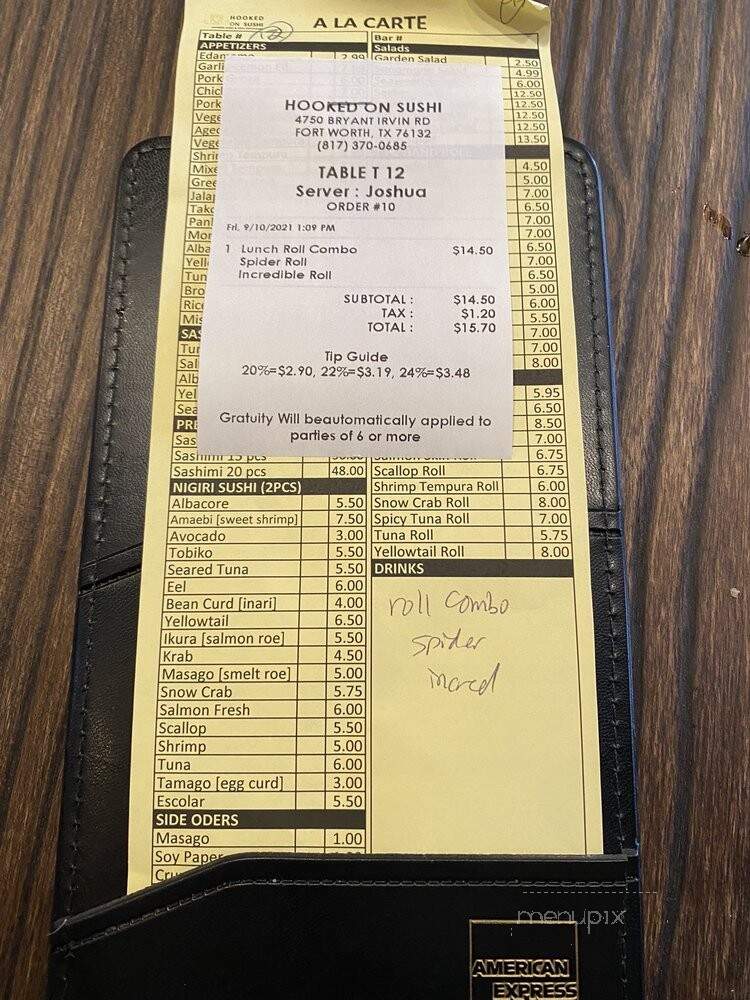 Hooked on Sushi - Fort Worth, TX menu_pic