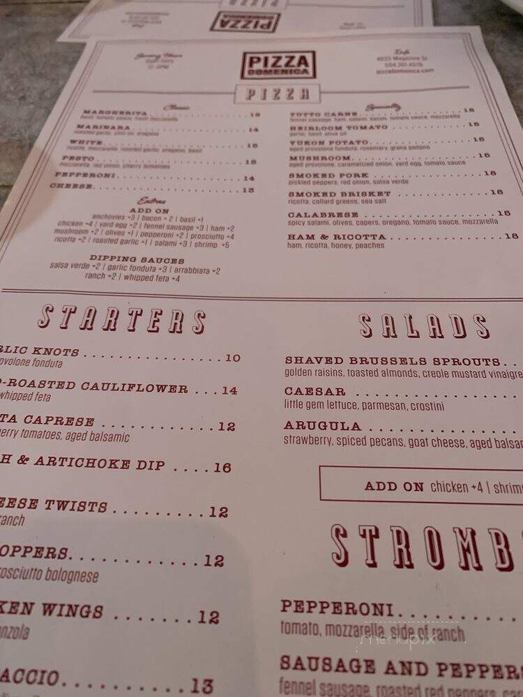 Pizza Domenica - New Orleans, LA menu_pic