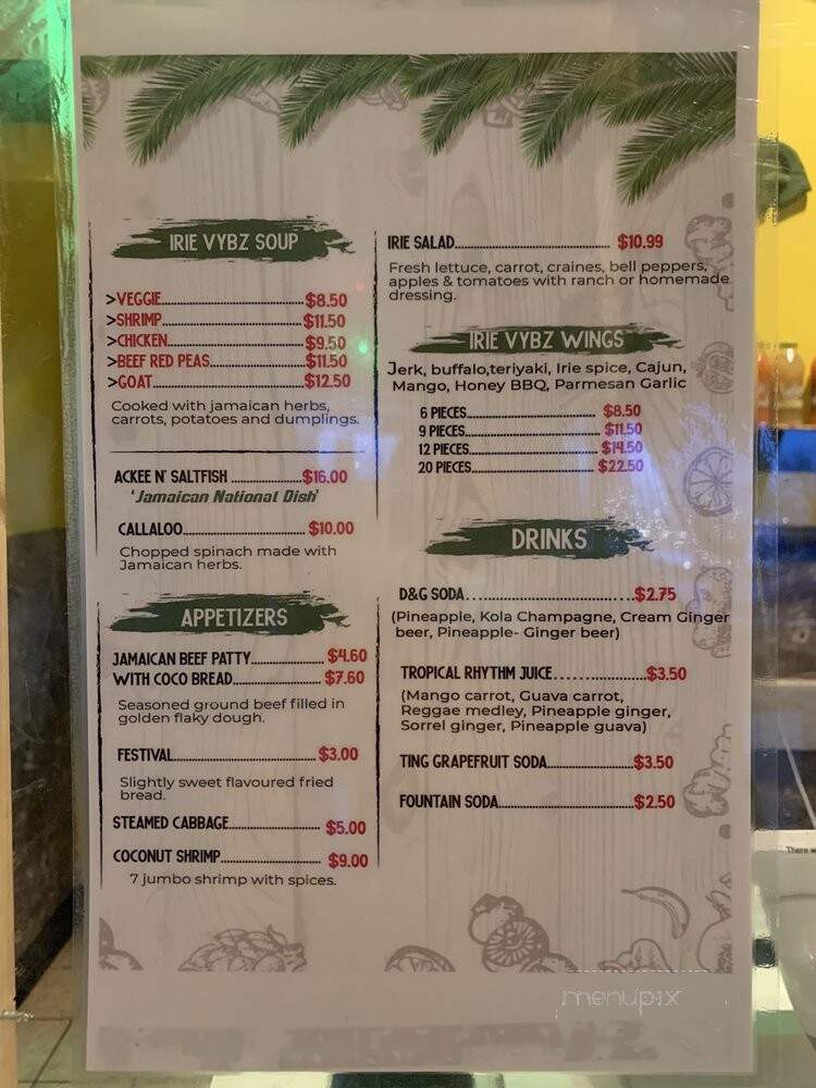 Irie Vybz Jamaican Restaurant - Brooklyn Center, MN menu_pic