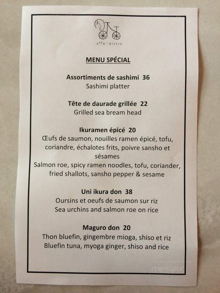 Bistro Otto - Montreal, QC menu_pic
