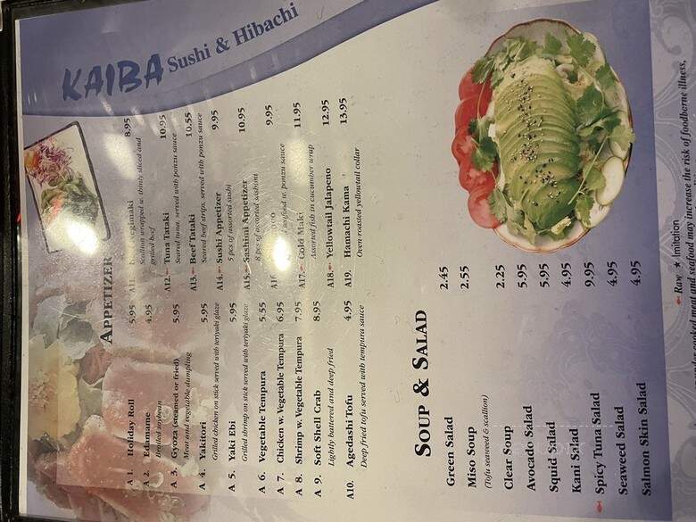 Kaiba Japanese Steak House - Jacksonville Beach, FL menu_pic