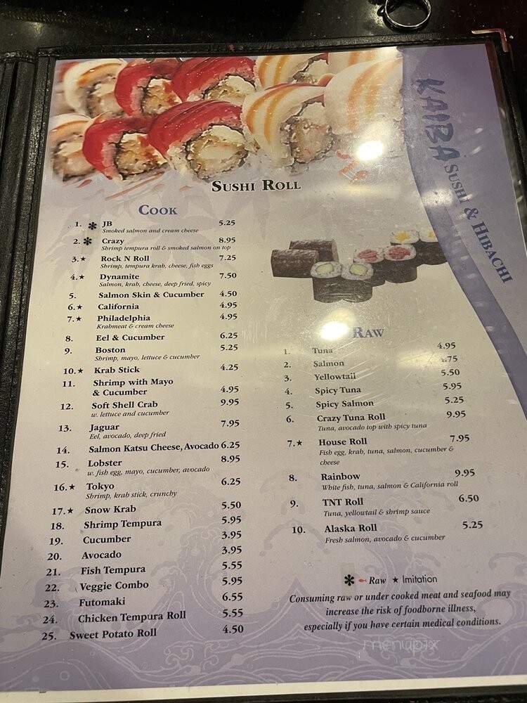 Kaiba Japanese Steak House - Jacksonville Beach, FL menu_pic