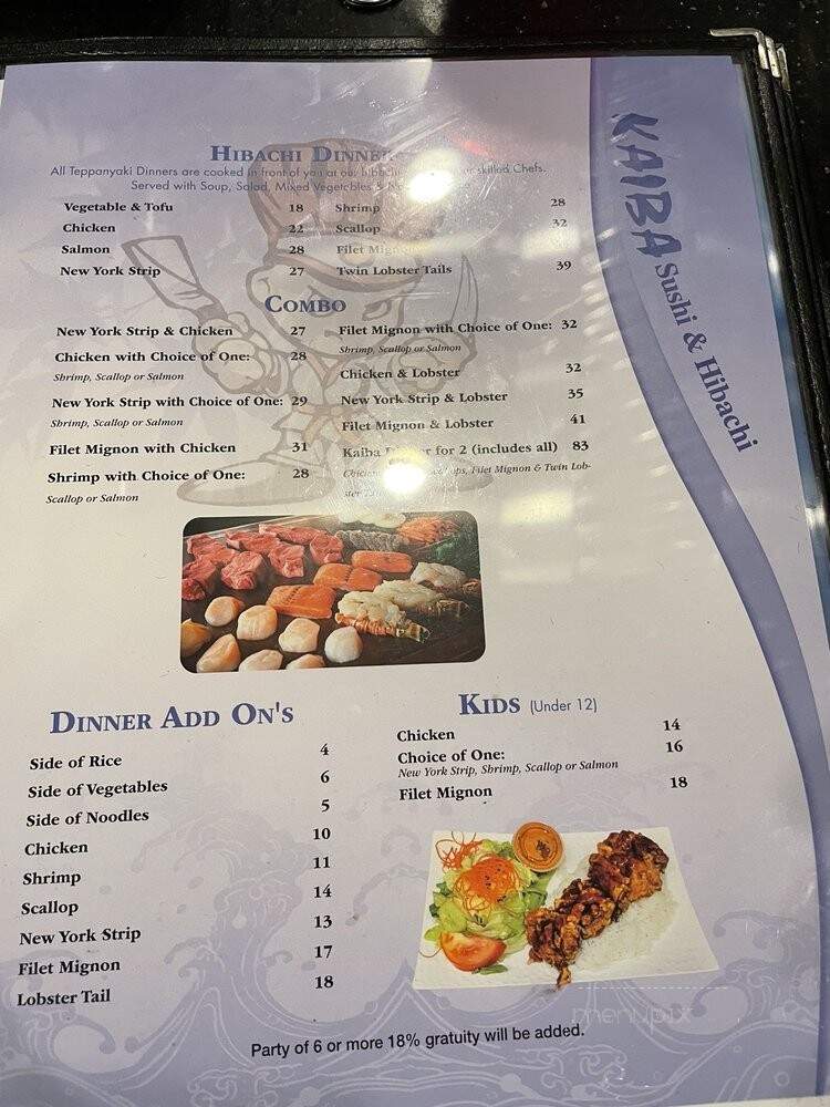 Kaiba Japanese Steak House - Jacksonville Beach, FL menu_pic
