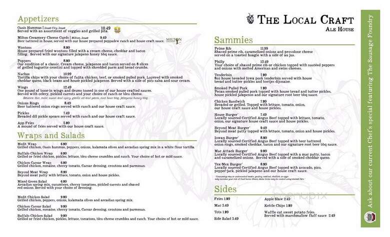 The Local Craft Ale House - Cedar Rapids, IA menu_pic