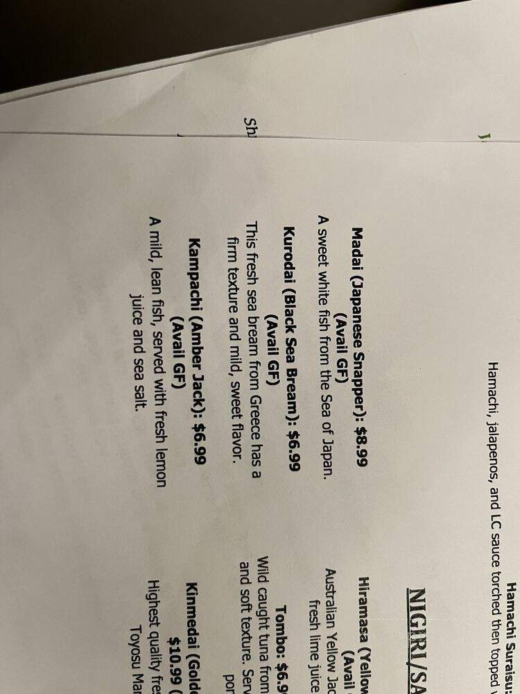 Tsunami On 9th - Salt Lake City, UT menu_pic