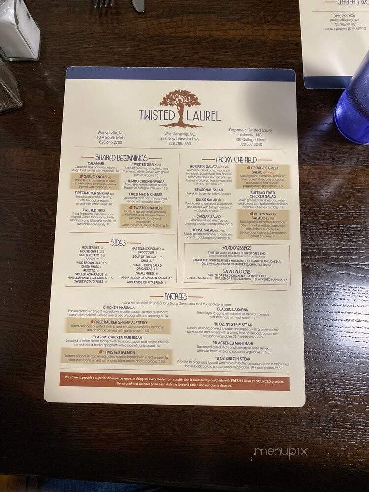 Twisted Laurel - Asheville, NC menu_pic