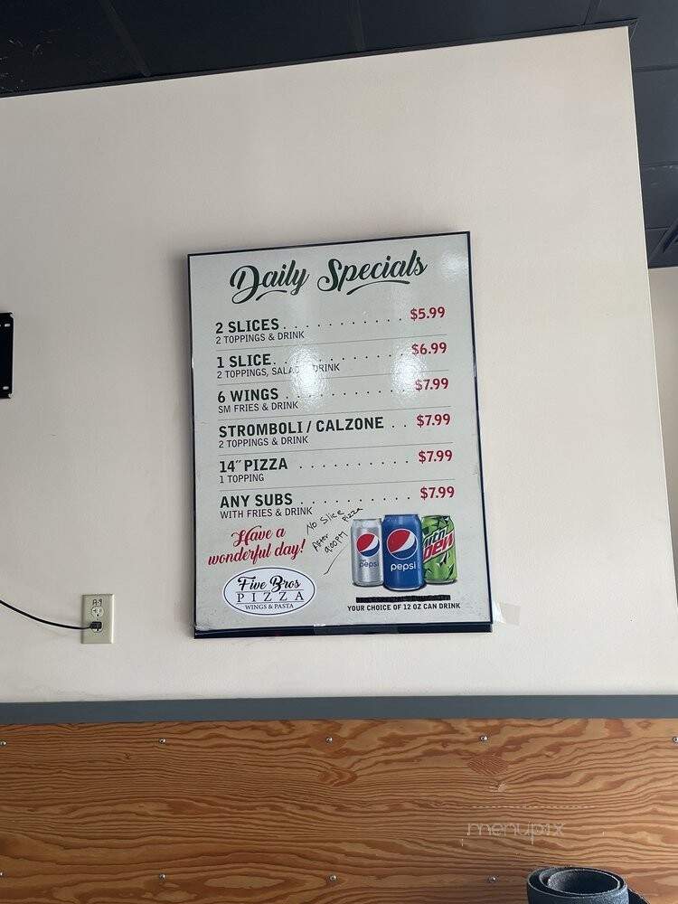 Five Bros Pizza - Raleigh, NC menu_pic