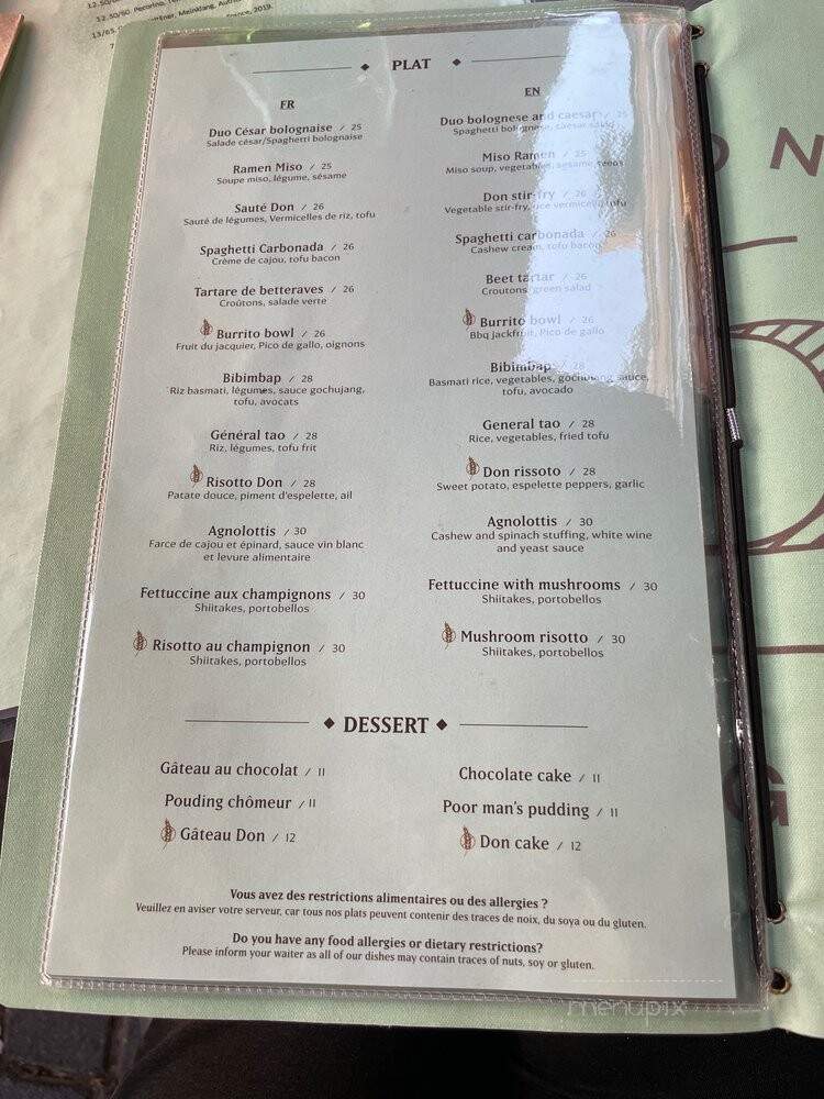 Le Don - Quebec City, QC menu_pic