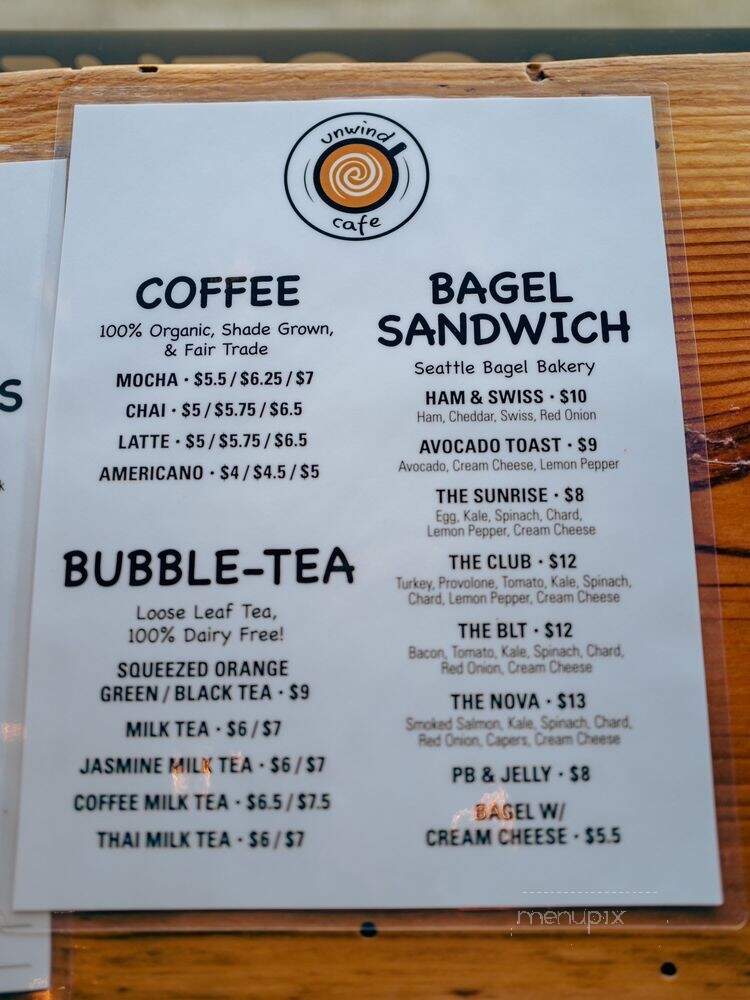 Unwind Cafe - Seattle, WA menu_pic