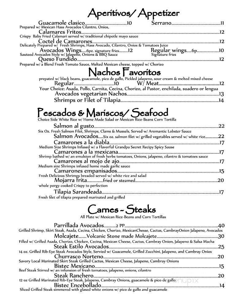 Avocados Mexican grill - Brooklyn, NY menu_pic