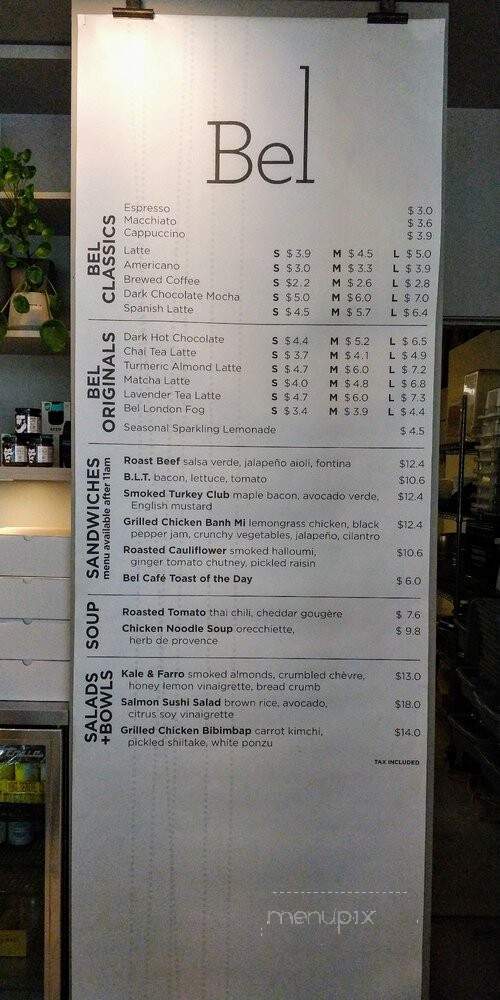 Bel Cafe - Vancouver, BC menu_pic