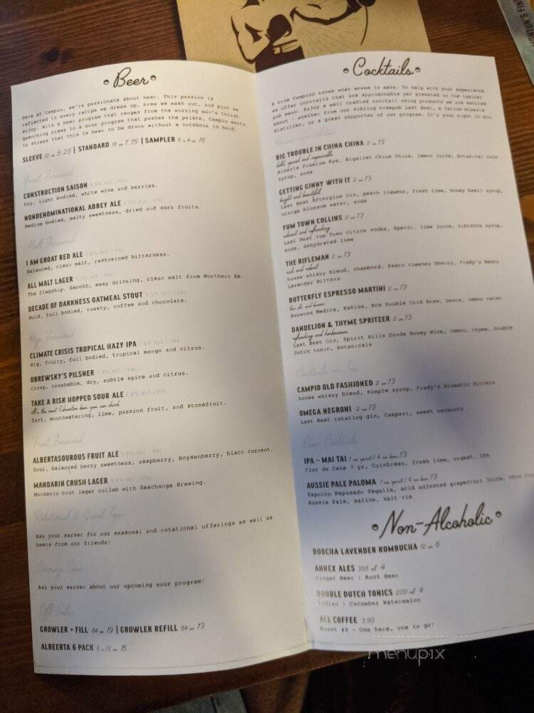 Campio Brewing Co - Edmonton, AB menu_pic