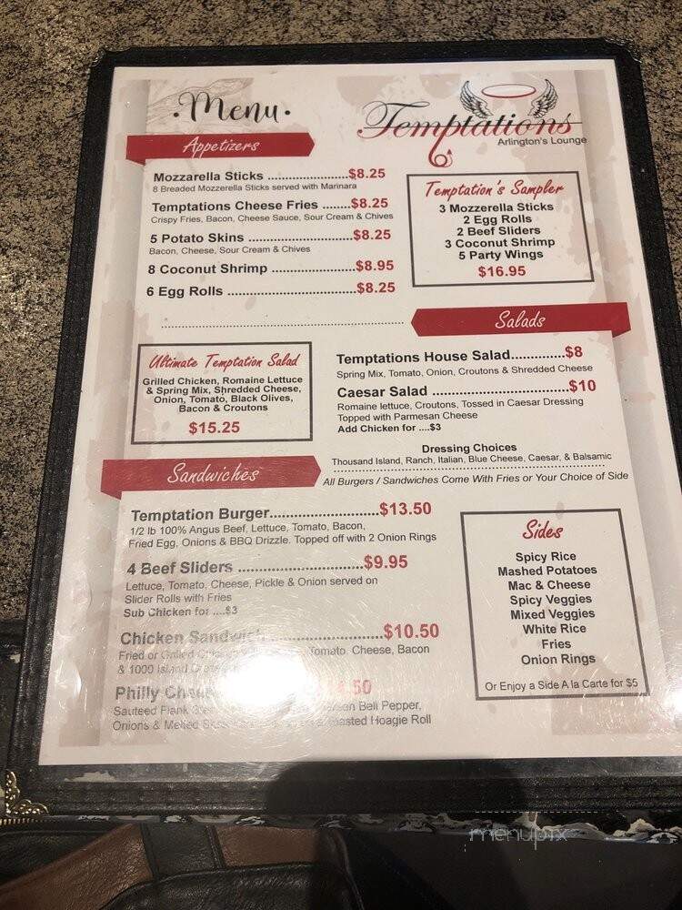 Temptations - Arlington, TX menu_pic