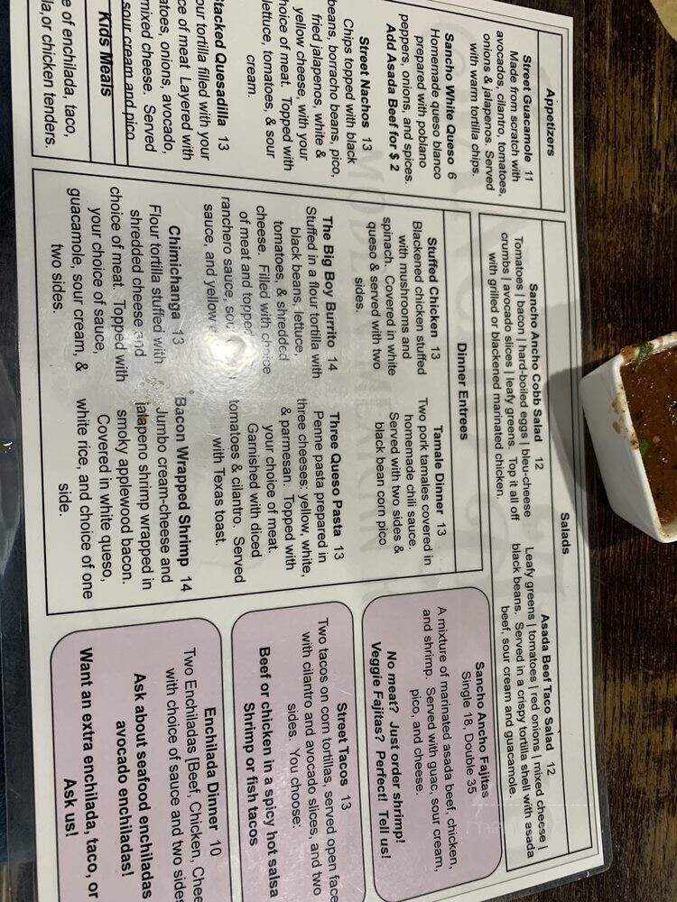 Sancho Ancho - Shawnee, OK menu_pic