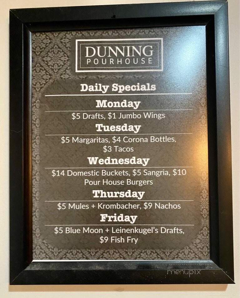 Dunning Pour House - Chicago, IL menu_pic