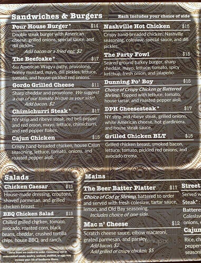 Dunning Pour House - Chicago, IL menu_pic