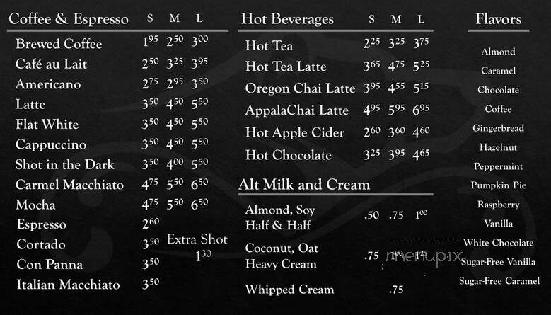 Calders Coffee Cafe - Highlands, NC menu_pic