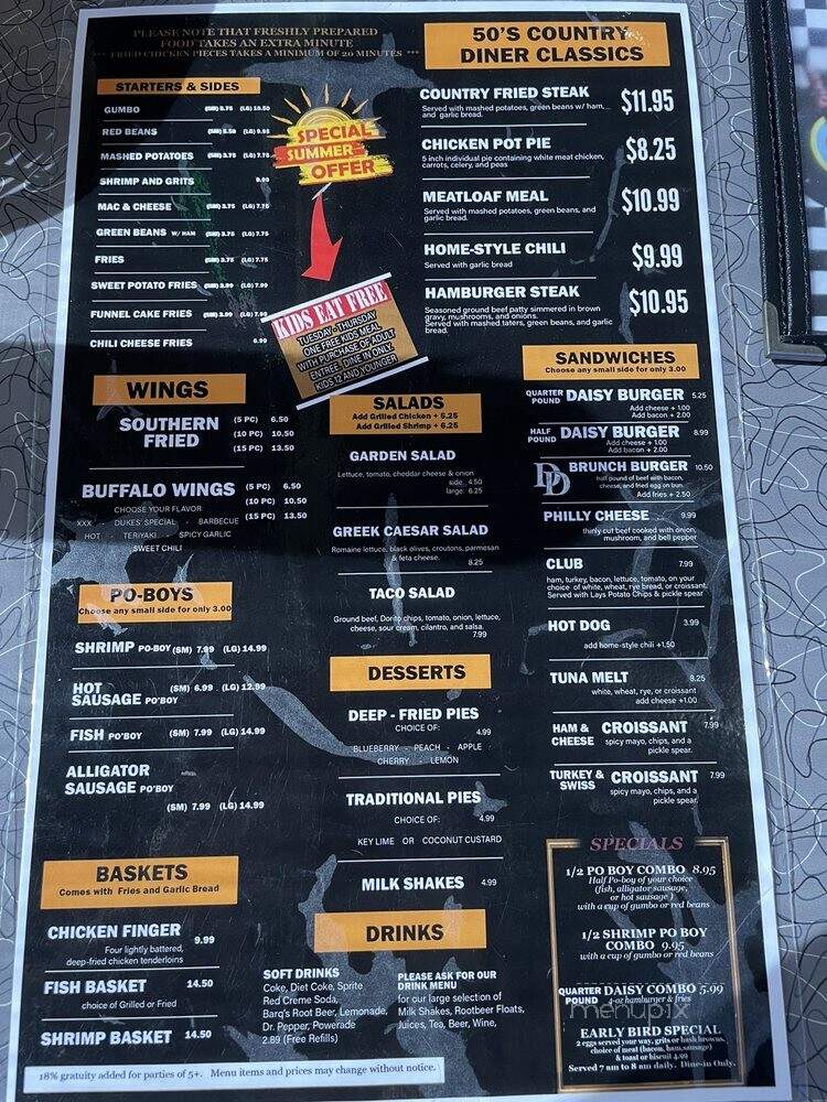 Daisy Dukes Diner - Kenner, LA menu_pic