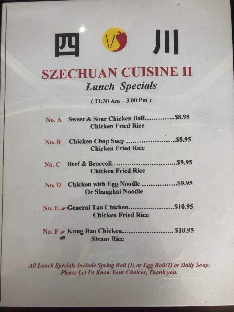 Szechuan Cuisine II - Mississauga, ON menu_pic