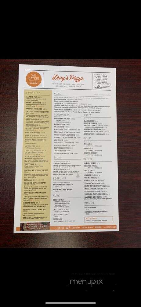 Zevy's Pizza - Fair Lawn, NJ menu_pic