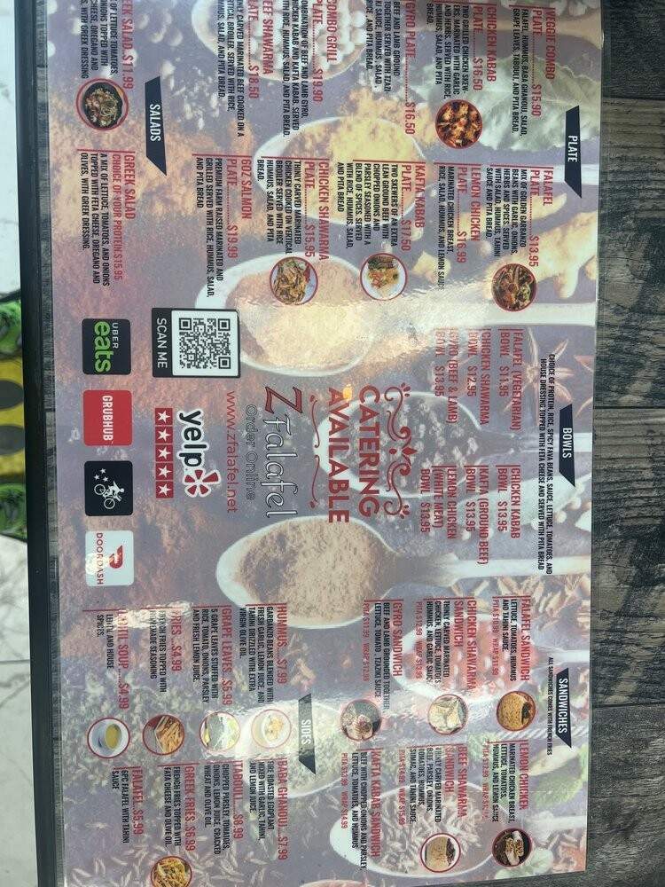 Z Falafel - Los Angeles, CA menu_pic