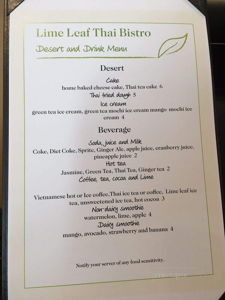 Lime Leaf Thai Bistro - Troy, NY menu_pic