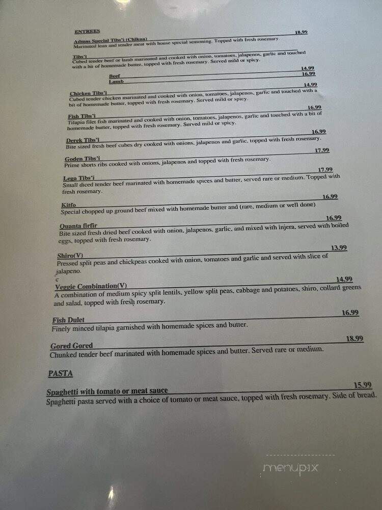 Enat Ethiopian Restaurant and Cafe - Columbus, OH menu_pic