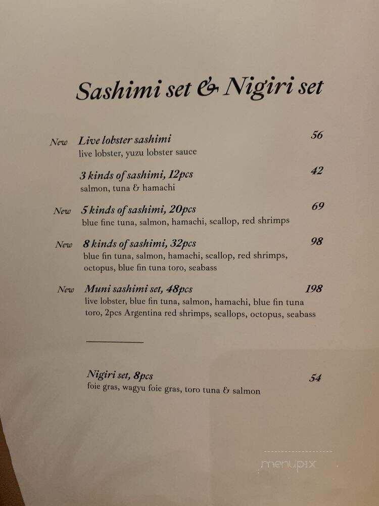 Muni Robata - Toronto, ON menu_pic