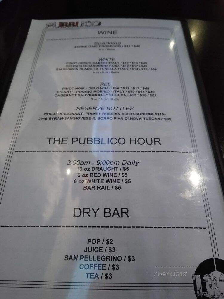 Pubblico Eatery - Ottawa, ON menu_pic