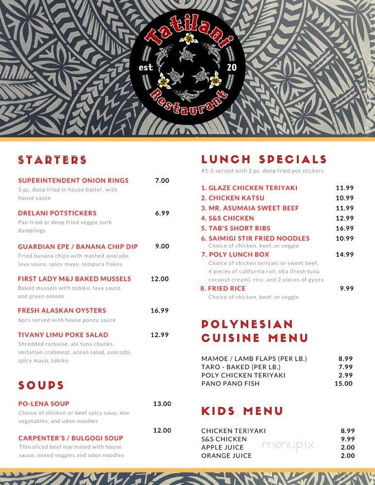 Tatilani - Anchorage, AK menu_pic