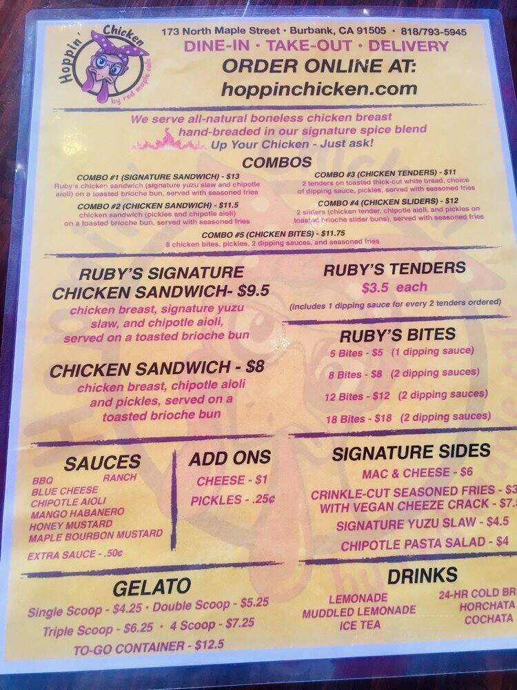 Hoppin Chicken by Red Maple Cafe - Burbank, CA menu_pic